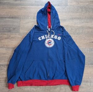 Chicago Cubs Vintage Y2K Nike Hoodie Men XL Blue Full Zip Fleece Embroidered MLB